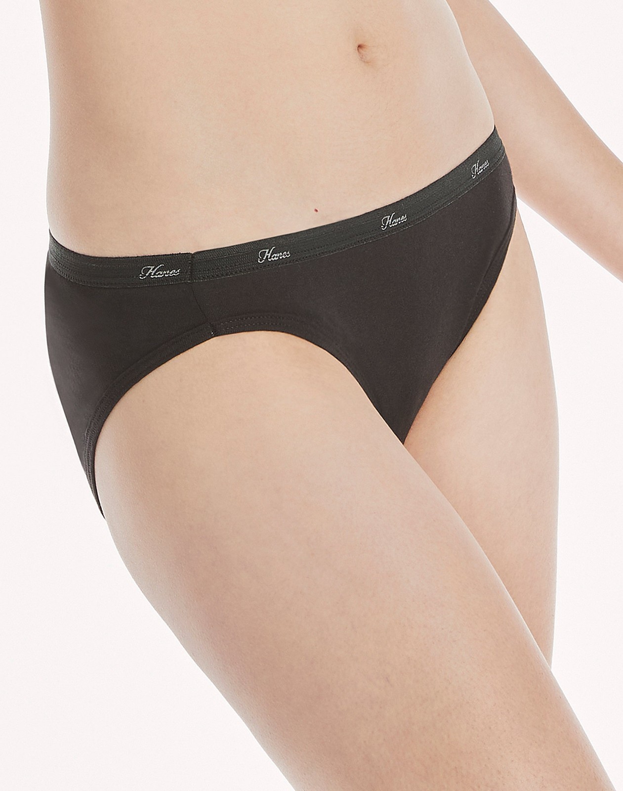 Hanes Women Bikinis 10-Pack Breathable Cotton All Black Underwear Panties 6 or 8