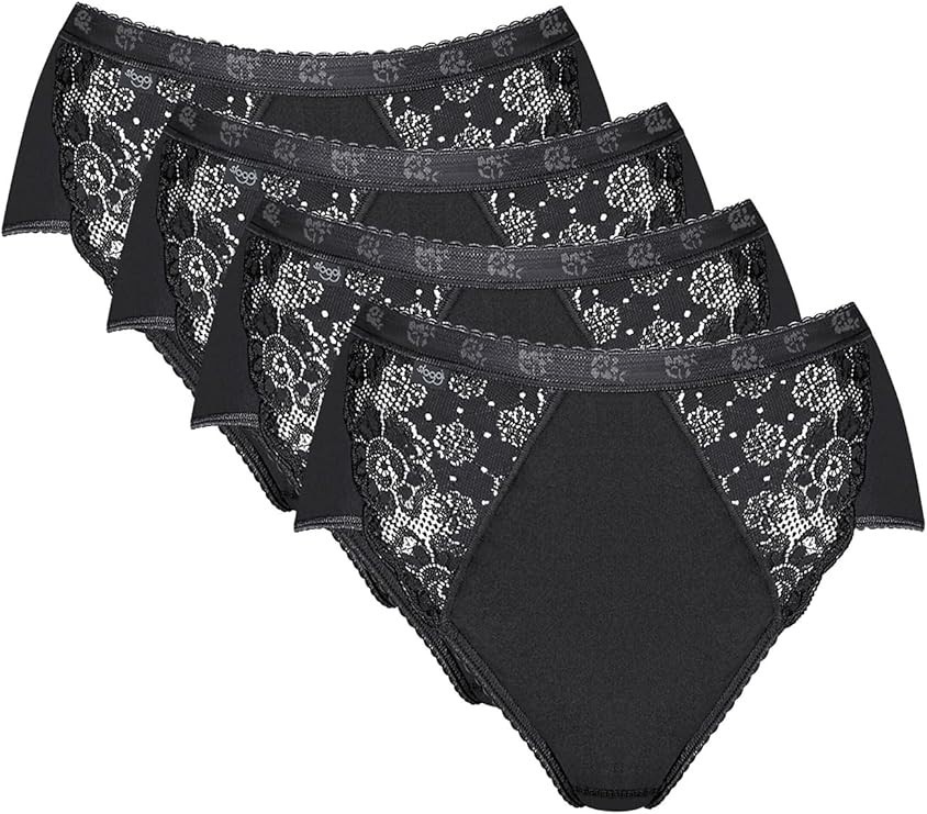 Sloggi 4 Pack Chic Midi Brief Knickers, Black Size 20