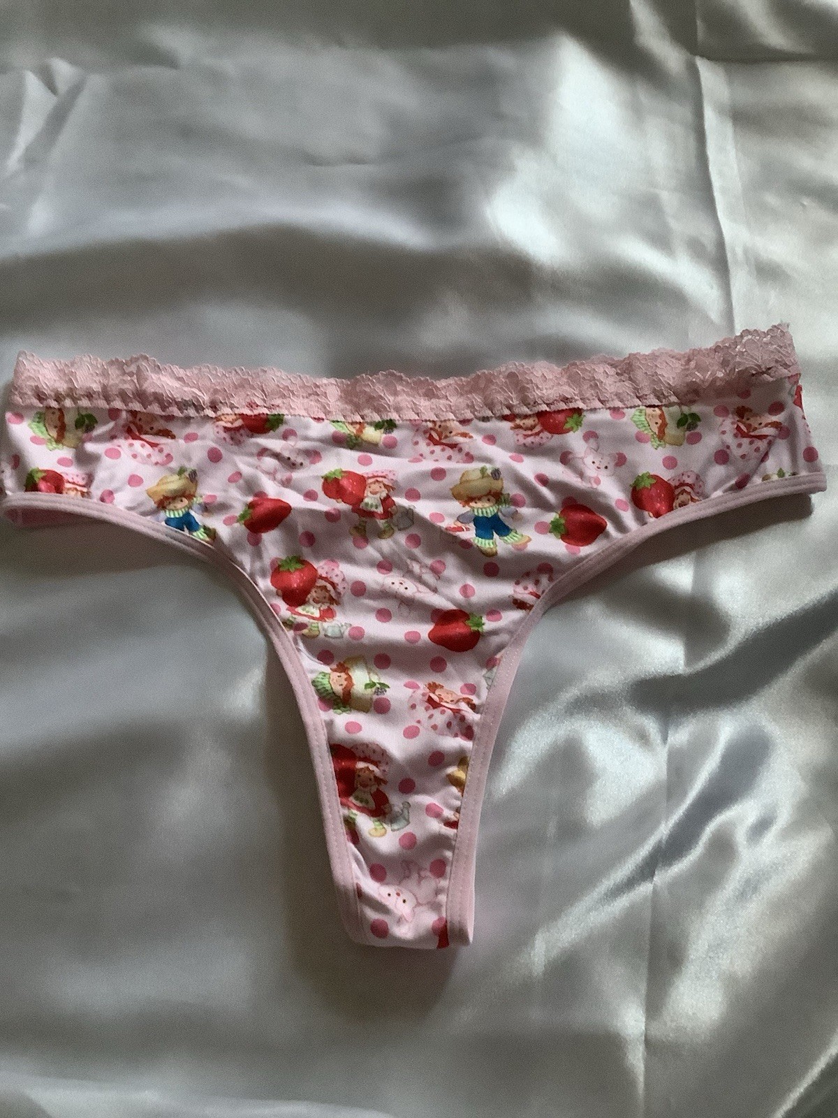Women’s Teens Strawberry Shortcake Red Pink Kawaii Thong Panties 2pk Large