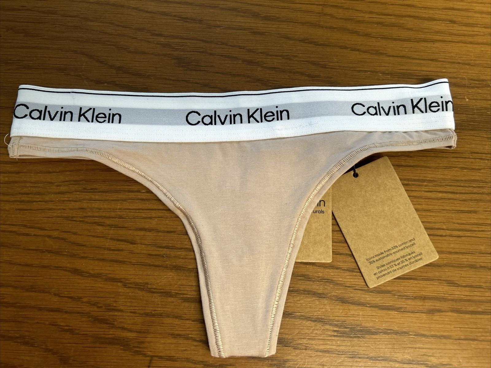 NWT Calvin Klein Women’s (1X-LARGE) MODERN COTTON Natural THONG QF7046-200