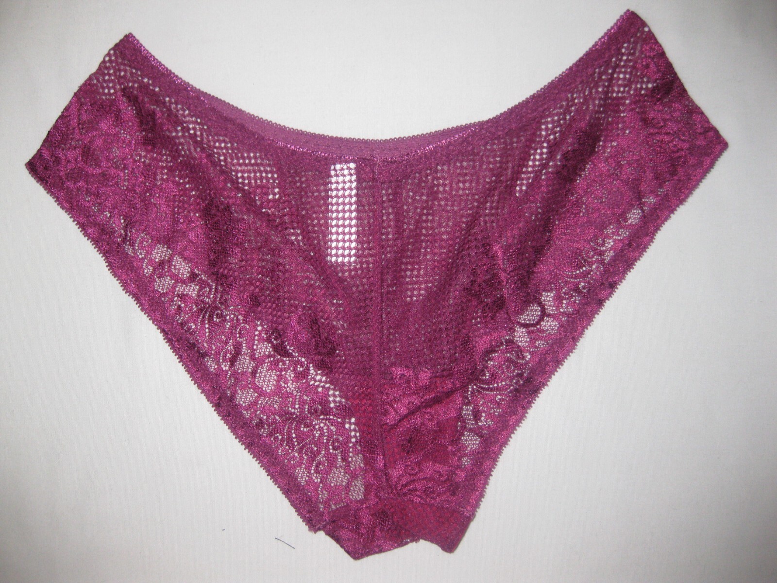 Shein sheer mesh & lace high-leg cut cheeky panties S maroon nip 80s aesthetic