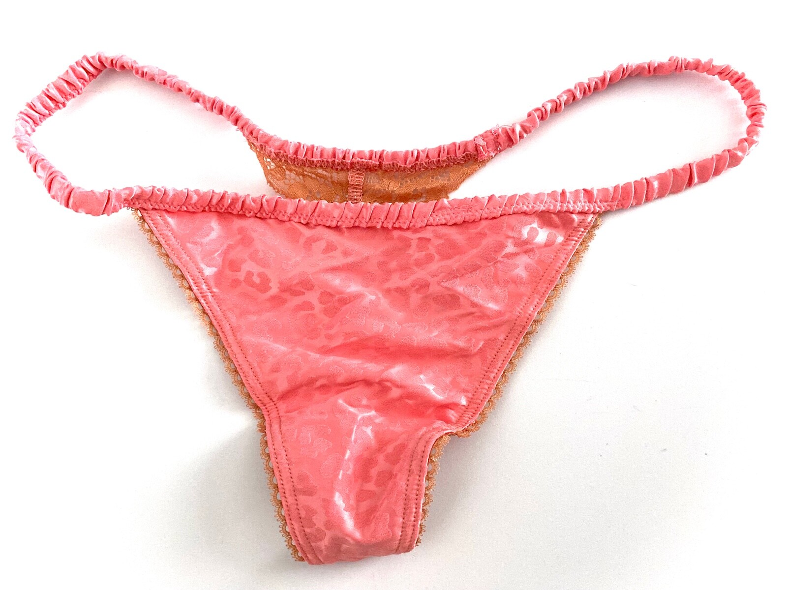Victoria’s Secret V String Panty Pink Cocktail Animal Satin Sexy XL