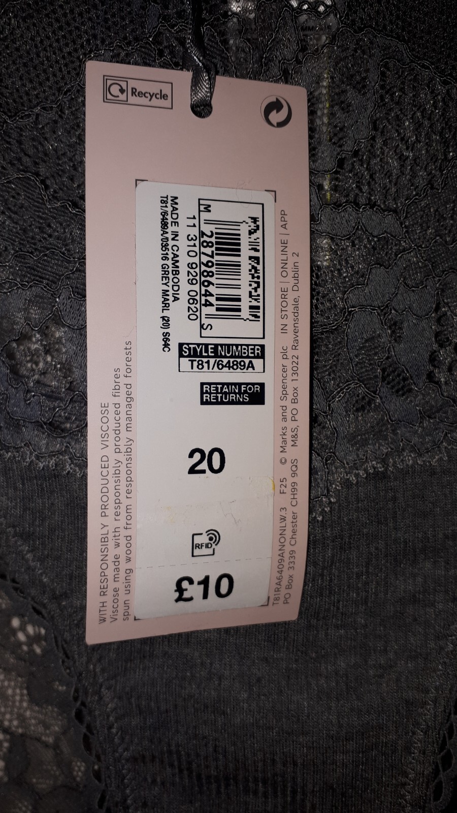 Women’s M&S Rosie Lounge Grey Marl Brazillian Knickers UK Size 20 BNWT