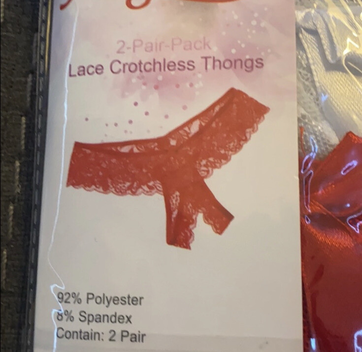 Angelina Lace Crotchless Thongs Size XL