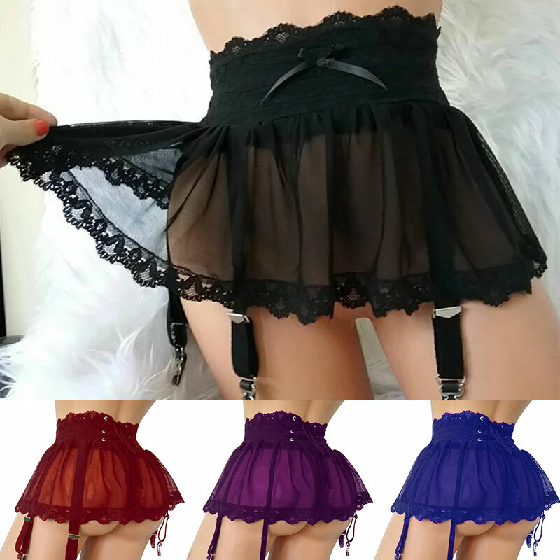 Sexy Lingerie Panties Women Suspenders Garter Belt Lace Mesh Skirt Underwear