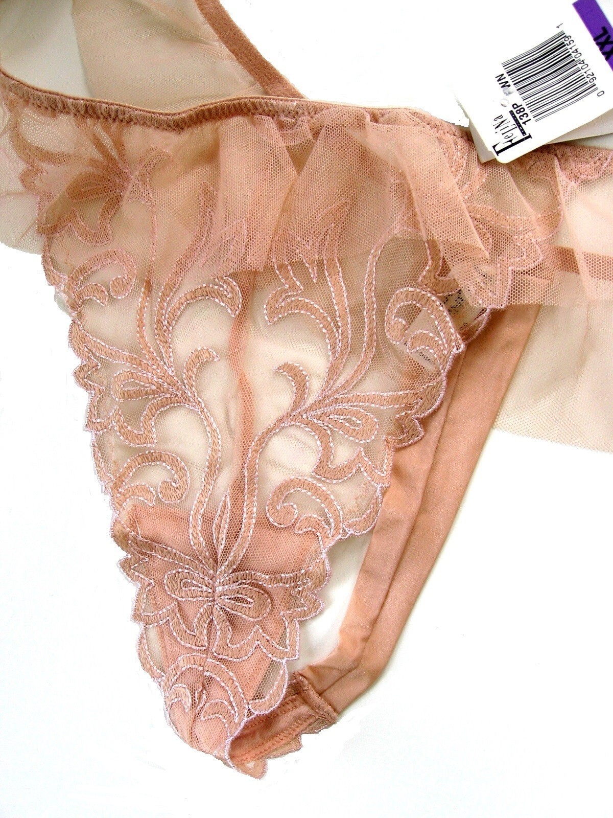 X0141 Felina Intimates NEW 138P Embroidery Lace Ruffle Tulle Waistline Thong XXL