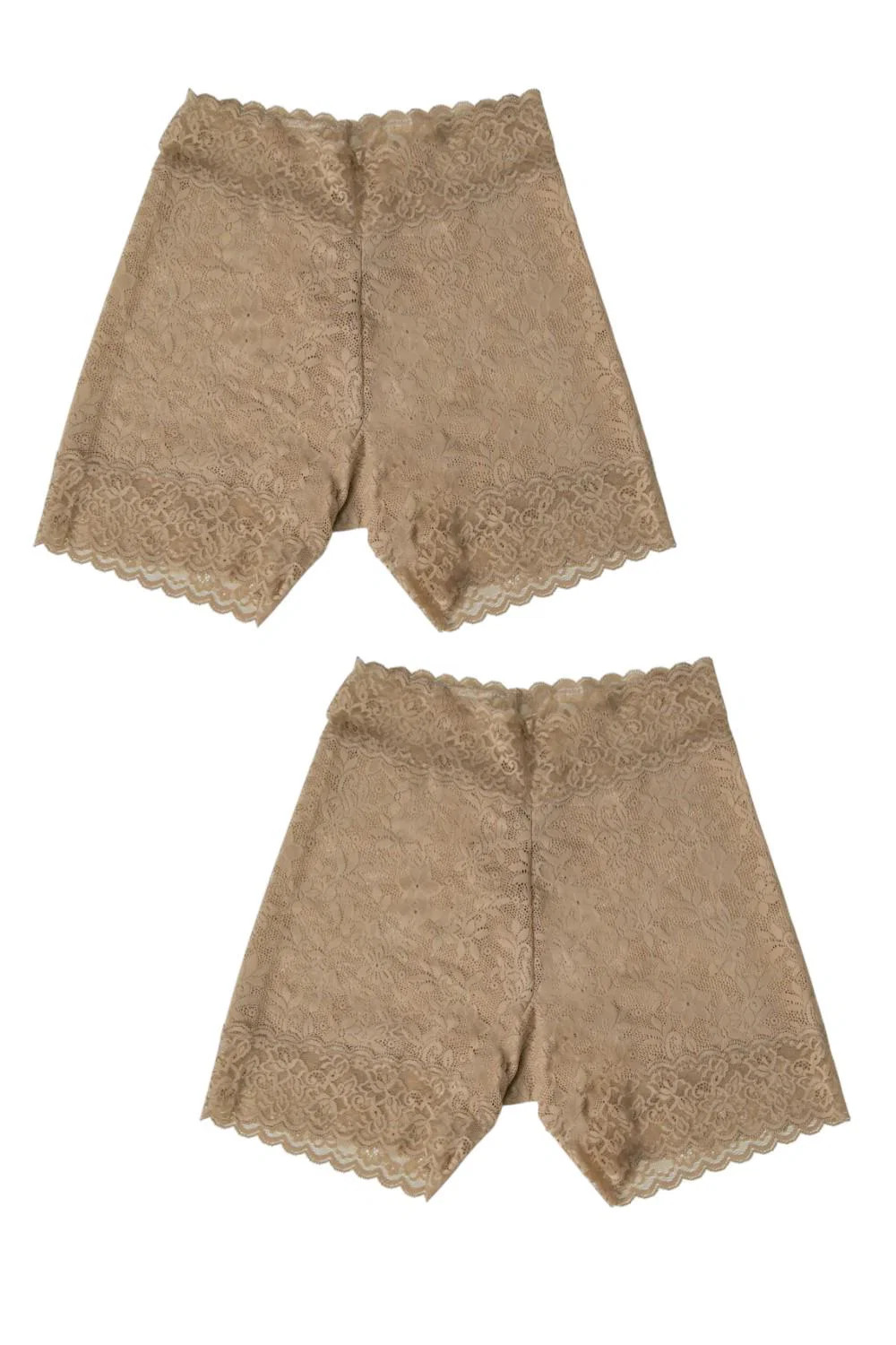 Rhonda Shear Women’s 2pk High Waisted Lace Longline Short Beige/Beige