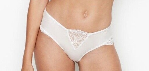 Victorias Secret Sexy White Micro Lace Inset Cheeky Panties Silky Bridal S-XL