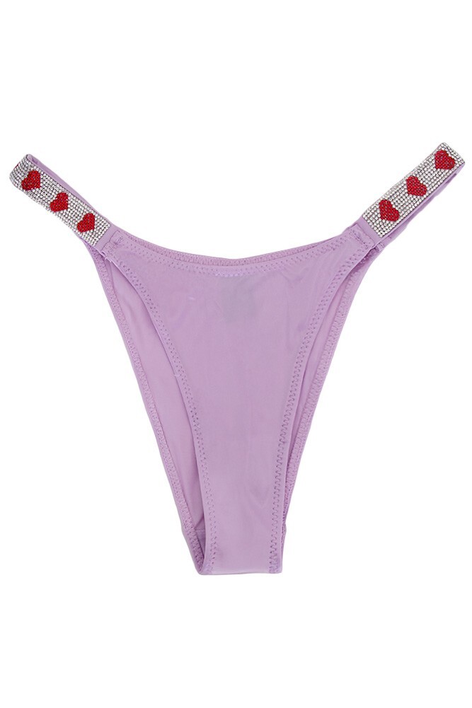 Jennifer 12pcs Assorted Sexy Color Mixed Heart Rhinestone String Band Trim Panty