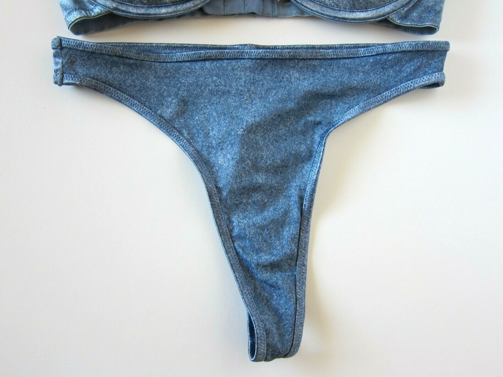 Victoria’s Secret VINTAGE Silky Front Satin Back Thong Panties Bra Set SMALL 34D