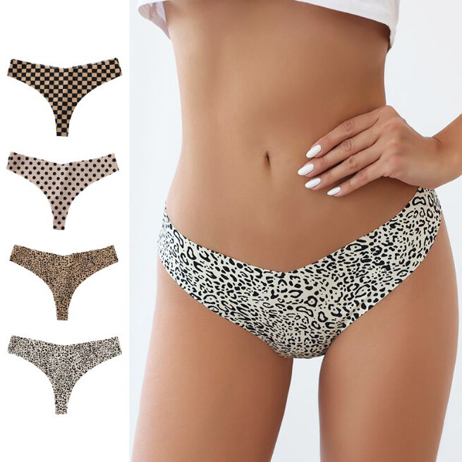 4 Pack Lot Sexy Ladies Womens Ice Silky Panties Thong G string Bikini Underwear