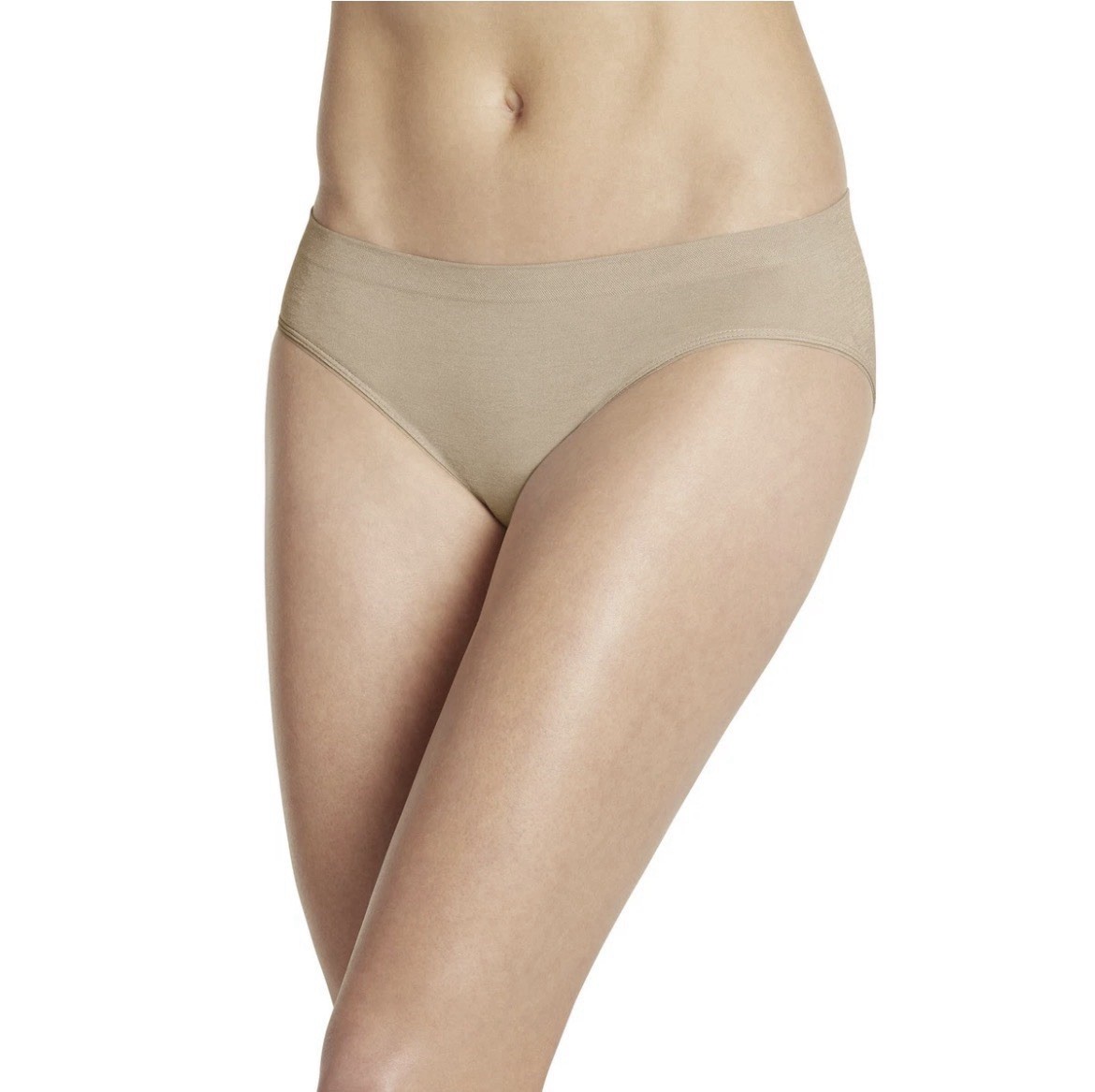 Jockey Women’s Smooth & Shine Seamfree Microfiber Stretch Bikini, Beige Size-8