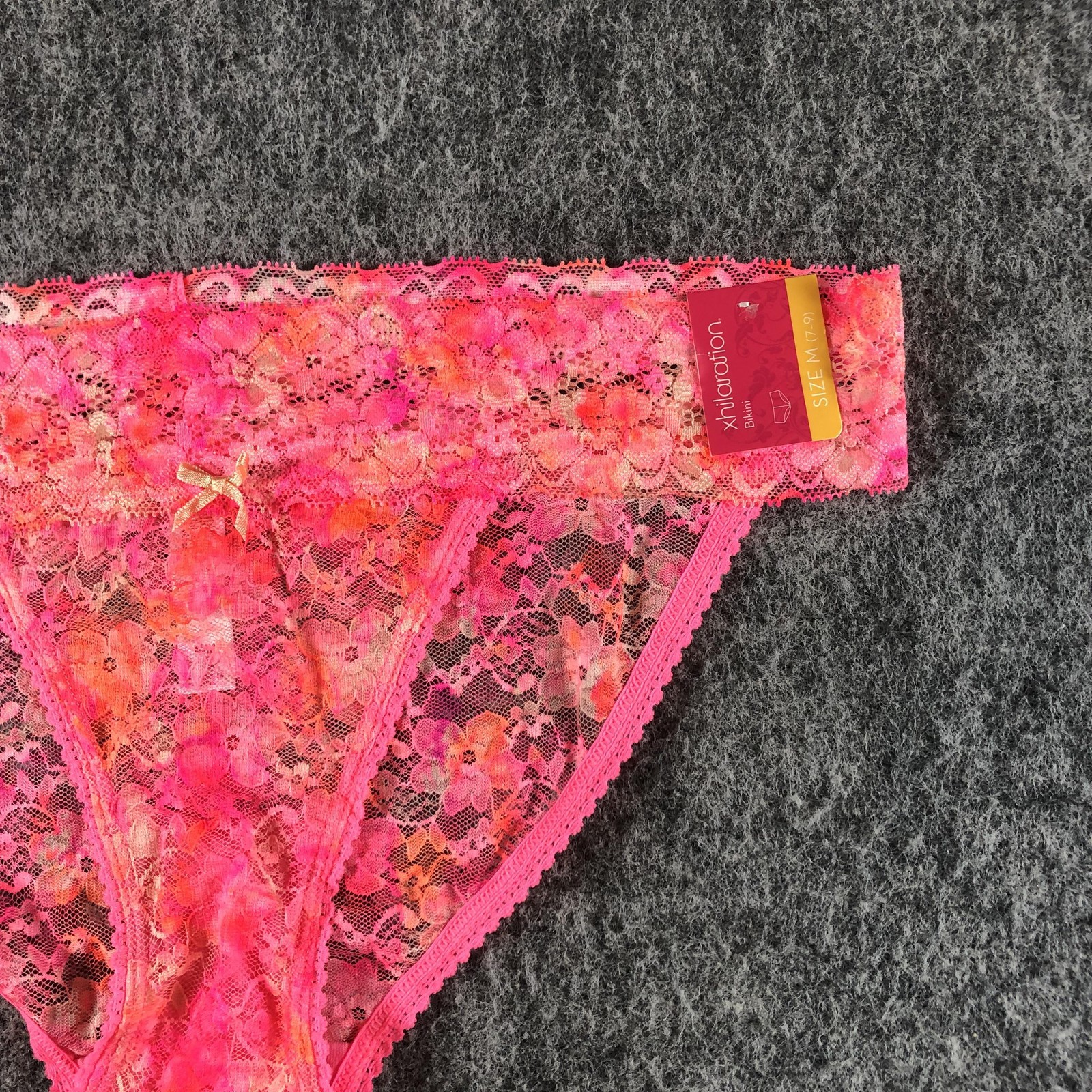 Xhilaration Bikini Panties Juniors M Pink Lace Floral Sheer Stretch Underwear