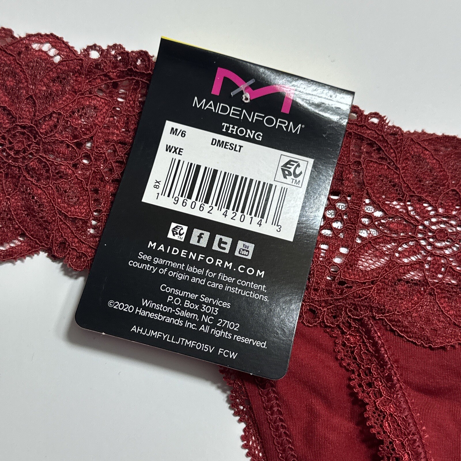Maidenform Luxurious Lace Thong M/6 RED Lace DMESLT NWT