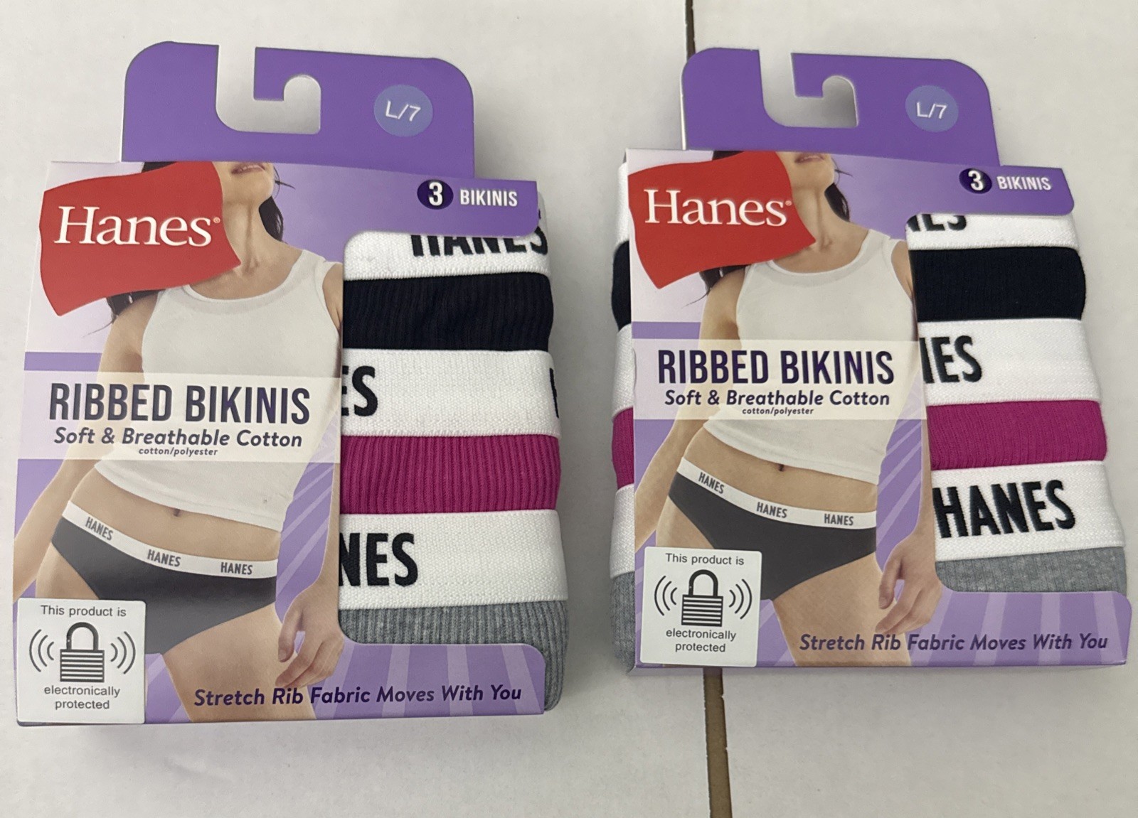 Lot Of 2 3pks Hanes Women’s Bikinis Cotton Ribbed L/7 40-41”