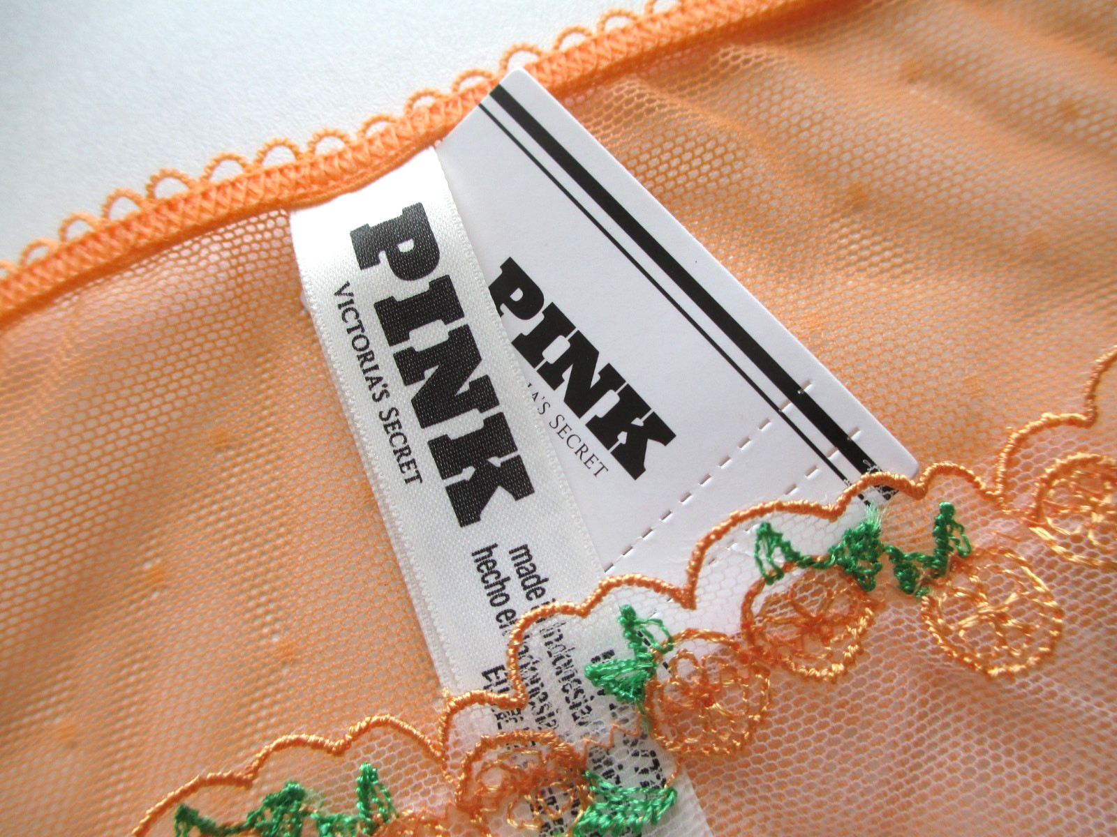 VICTORIA’S SECRET PINK Wink Cheeky Panty S M L Orange NWT Mesh VS