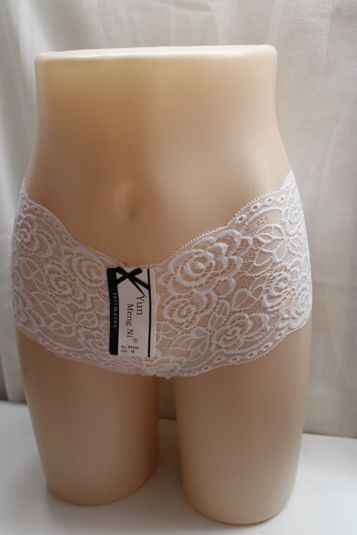 Yun Meng Ni Nylon Spandex Hipster Floral Lace Brief 1 Pack Panty M White Tag