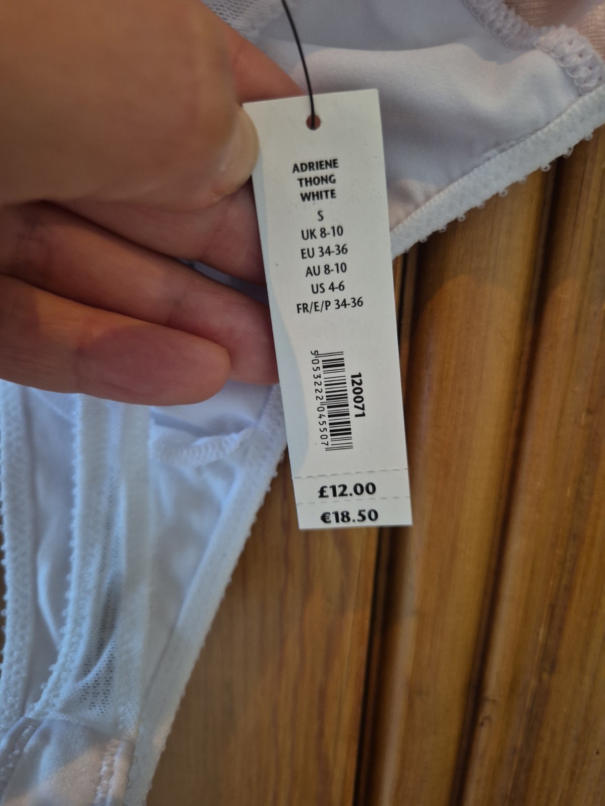 BNWT – Ann Summers Thong – Size S (8-10) – White – Adriene – RRP £12