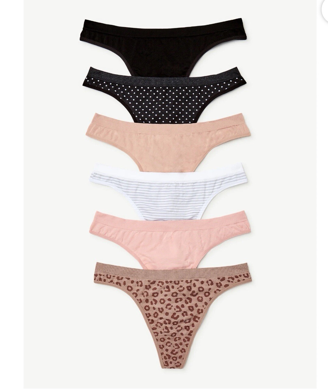 Joyspun Women’s Seamless Thong Panties, 6-Pack, Sizes XXXL(22) multi color