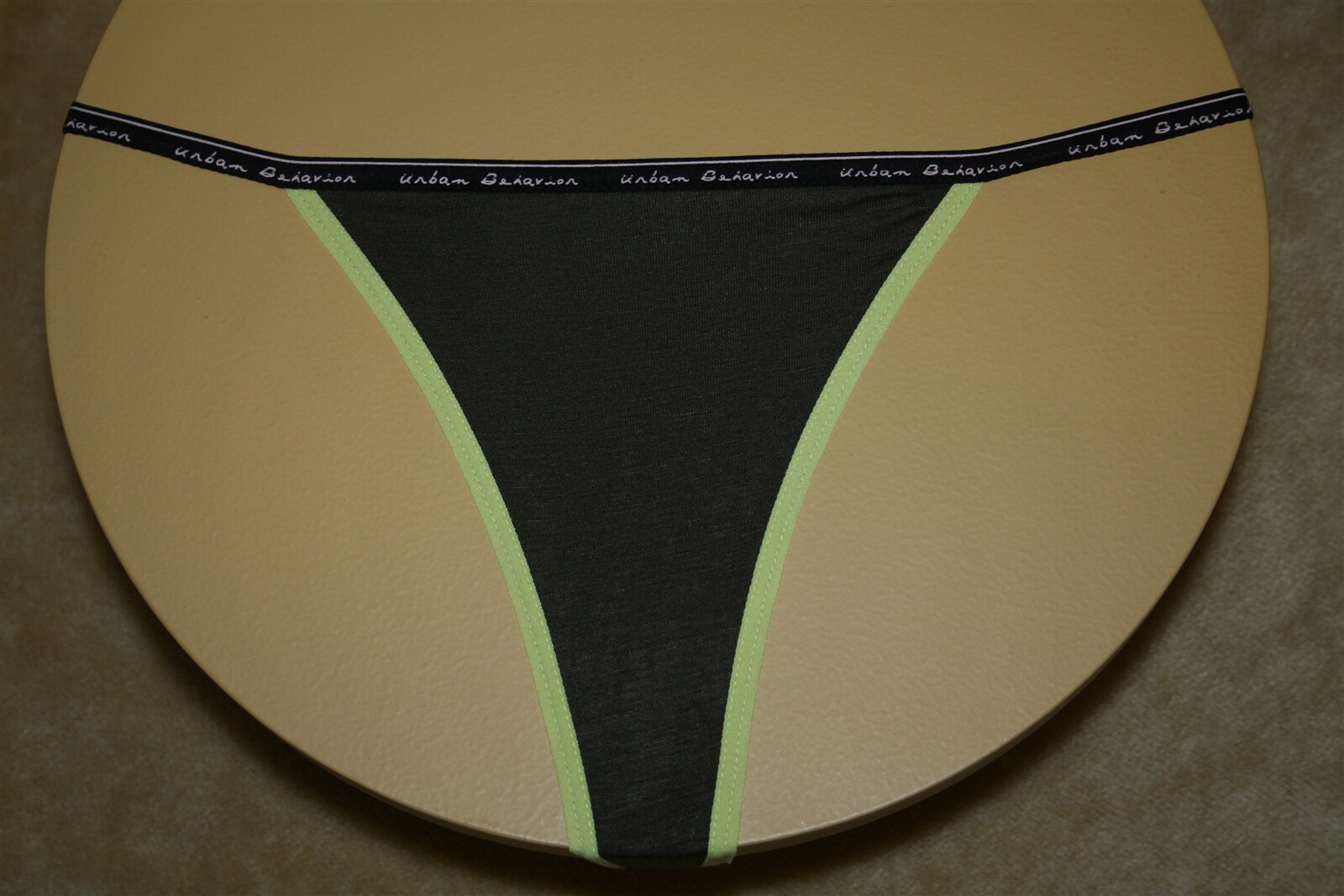 Brown G-String Yellow Bands, A Black Band w Urban Behavior In Pink Size S