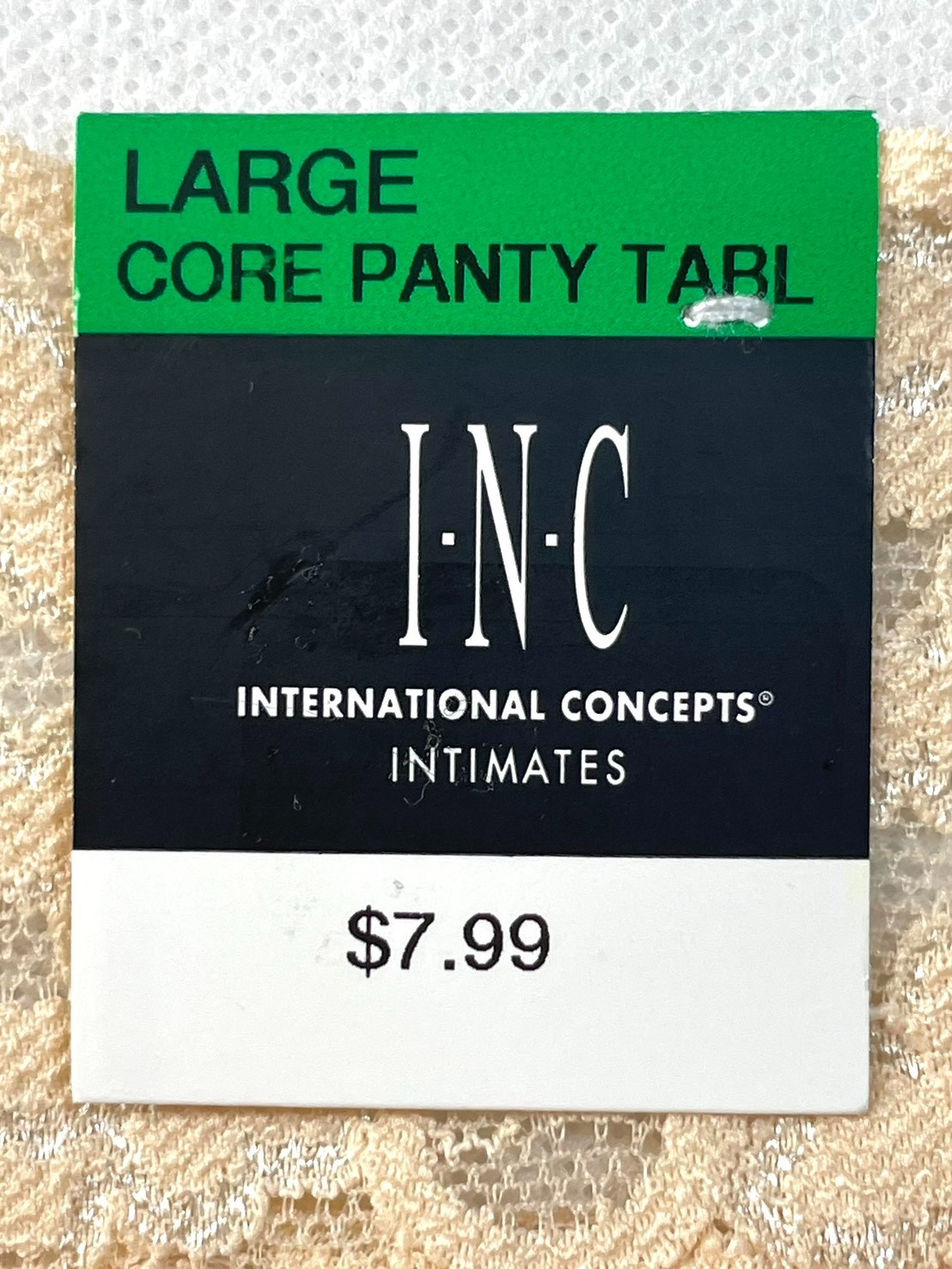 NWT 3-Pack INC International Concepts L Lace Thong Underwear, Almond Latte