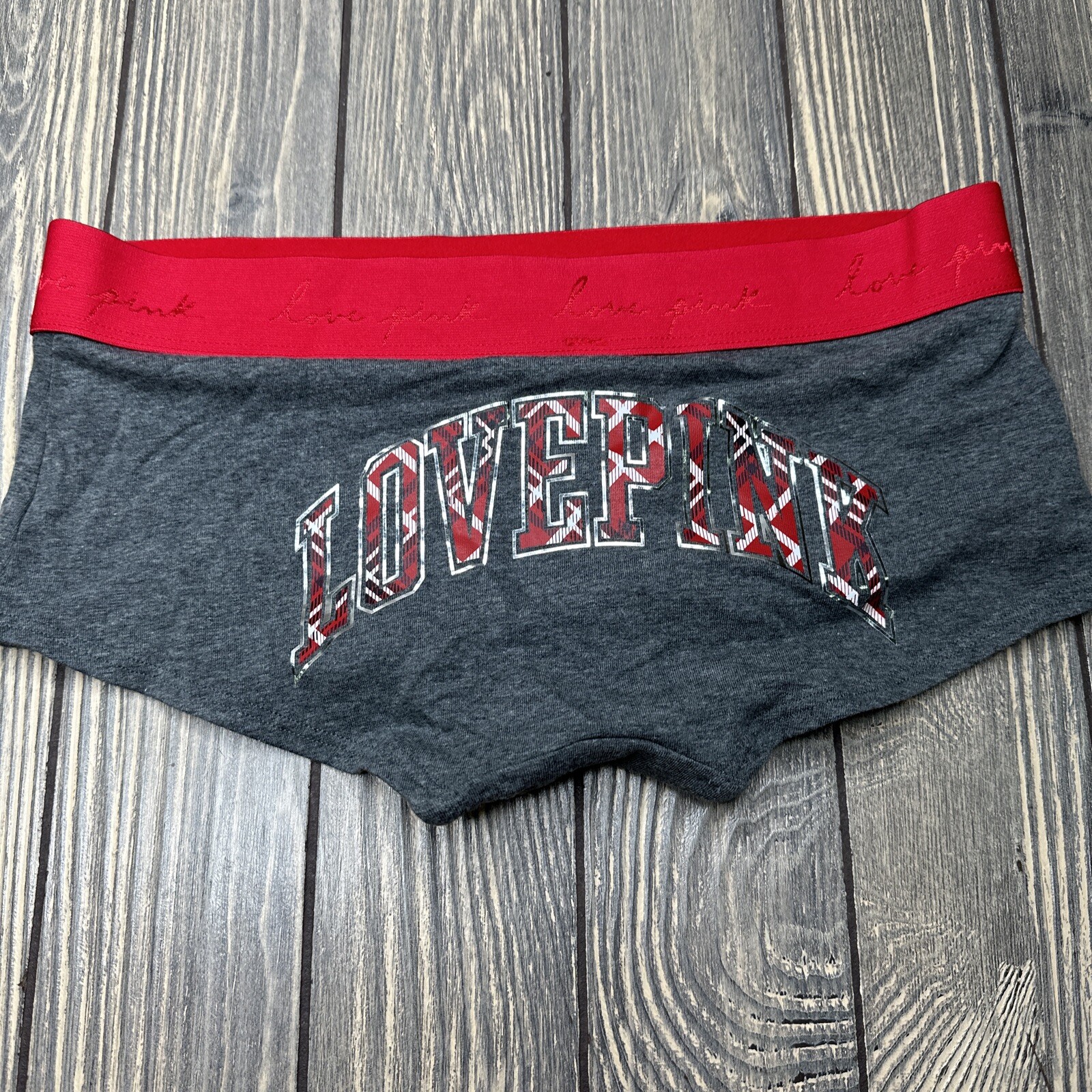 Victoria’s Secret Shortie Underwear Love Pink 2022 Small S Gray Red