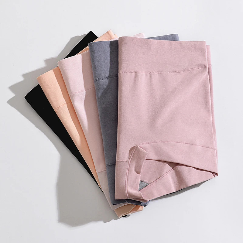 1pc High Rise Panties Pure Cotton Solid Color Boxer Shorts Plus Size Underwear
