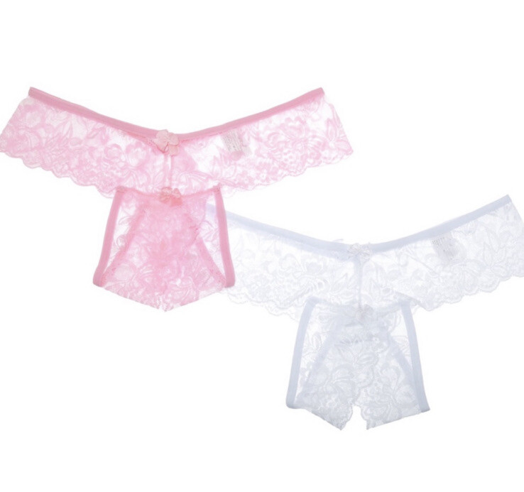 Angelina Lace Crotchless Thongs Size XL