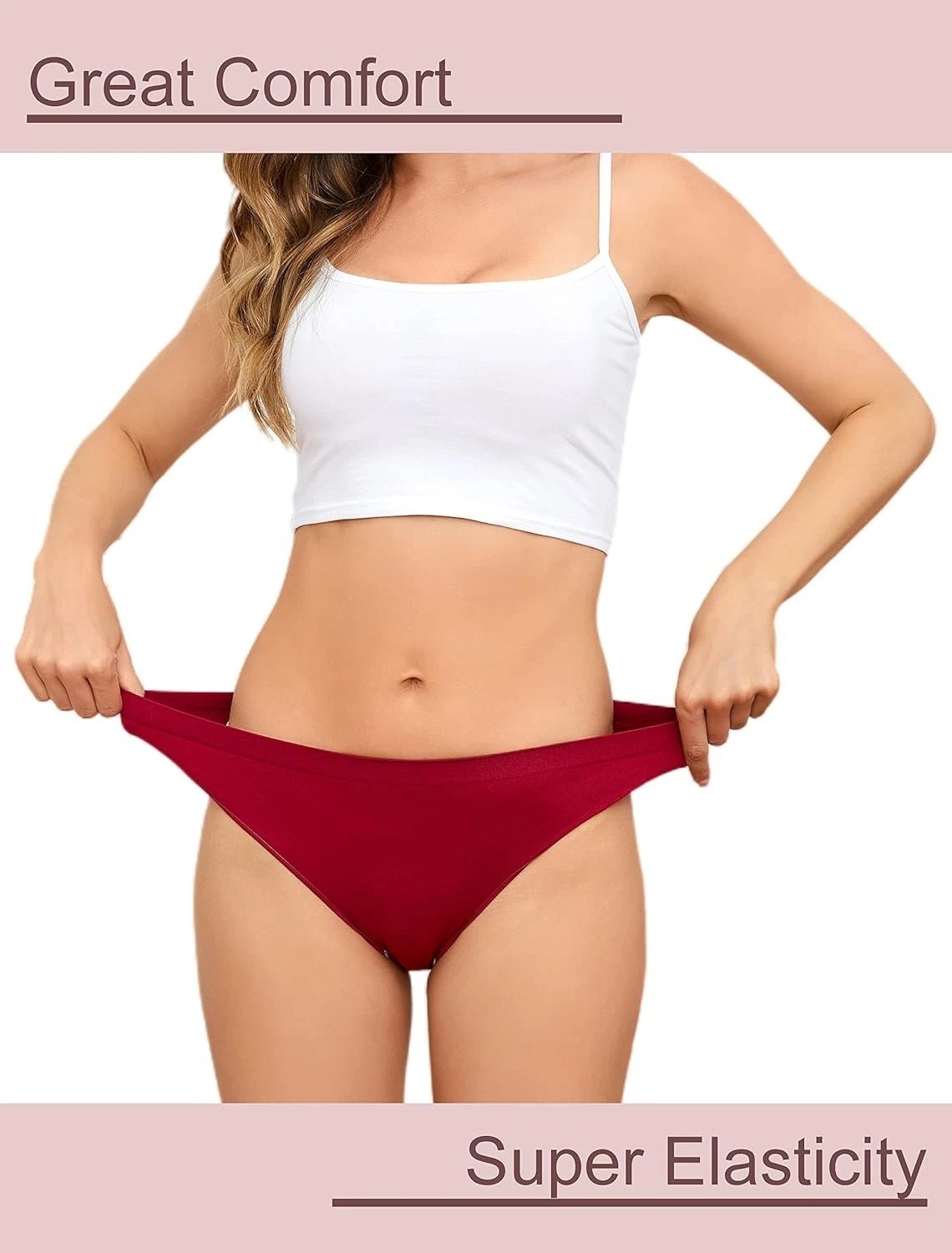 Bikini Underwear for Women Cheeky Panties Soft No Show Seamless Hipster 5 Pack L