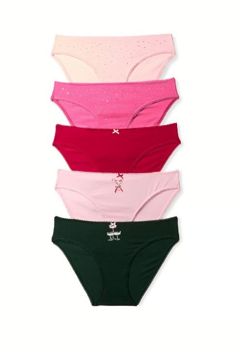 VICTORIAS SECRET 5-Pack Stretch Cotton Bikini Panties Size L, M #A0-3