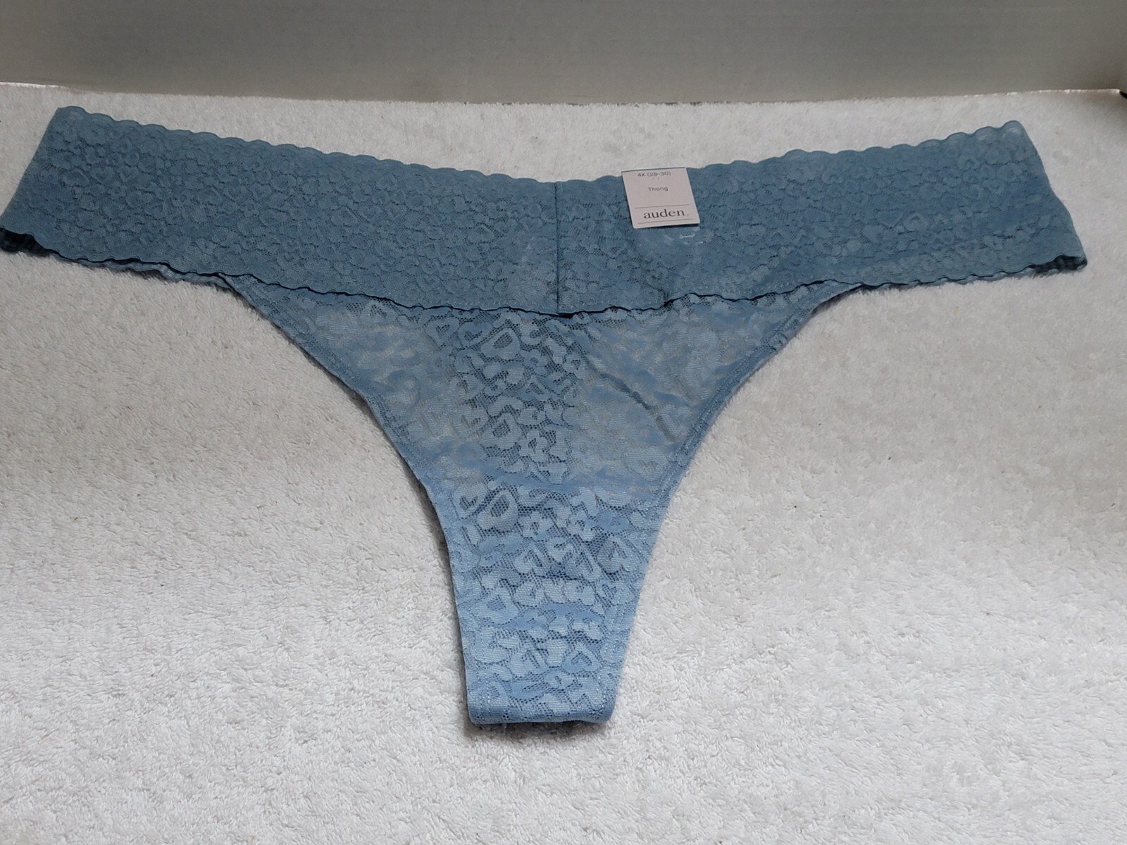 NWTS WOMEN’S AUDEN THONG PANTY STRETCH SHEER LACE LOOK BLUE SIZE 4X (28-30)