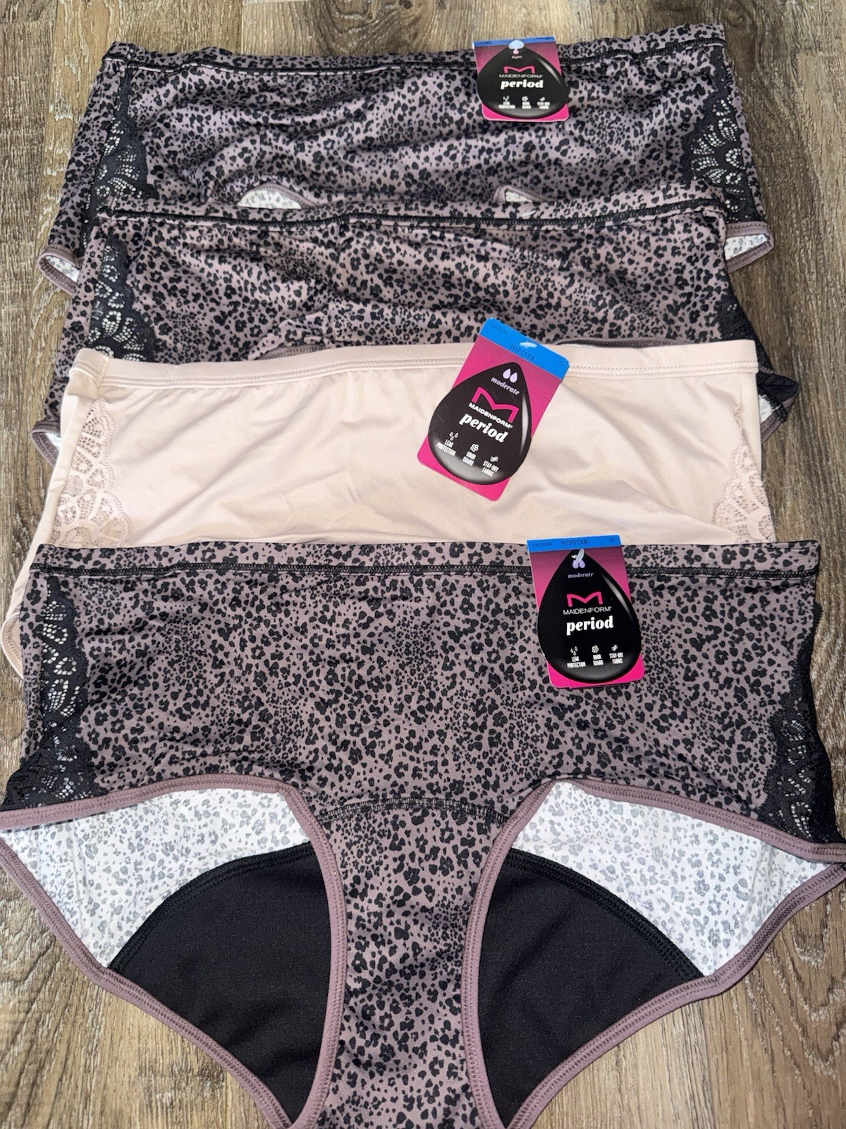 Maidenform ~ Womens Period Hipster Leak Protection Underwear Panties 4-Pair ~ XL