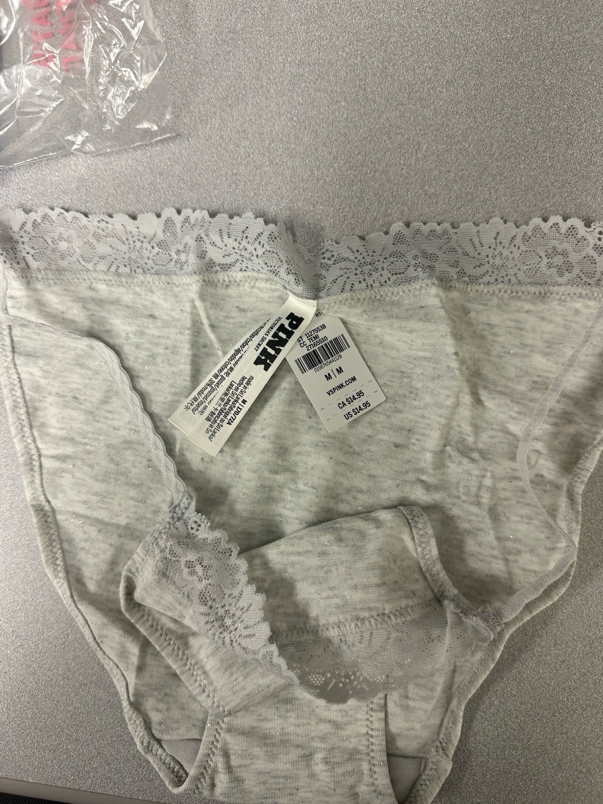 Victoria Secret/Pink Cotton With Lace String Bikini Size Medium