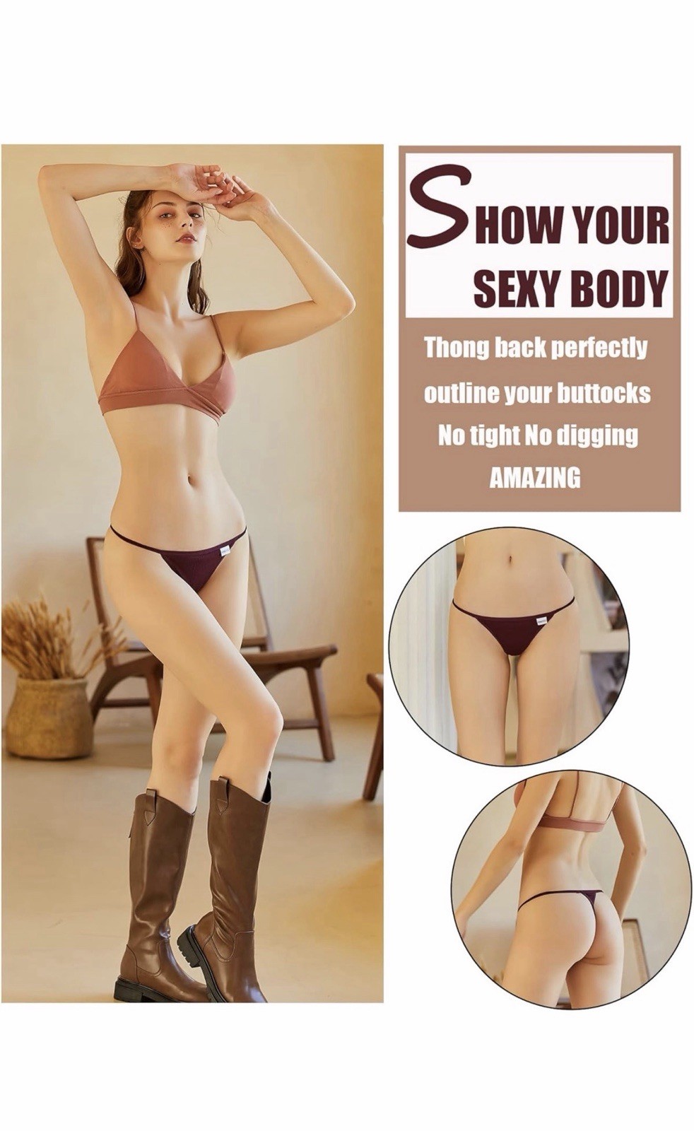 FINETOO 10 Pack G-String Thongs for Women Cotton Panties Stretch T-back Large