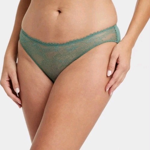 Women’s Lace Bikini Underwear Auden Moss Flash Nylon Spandex Blend Size Medium