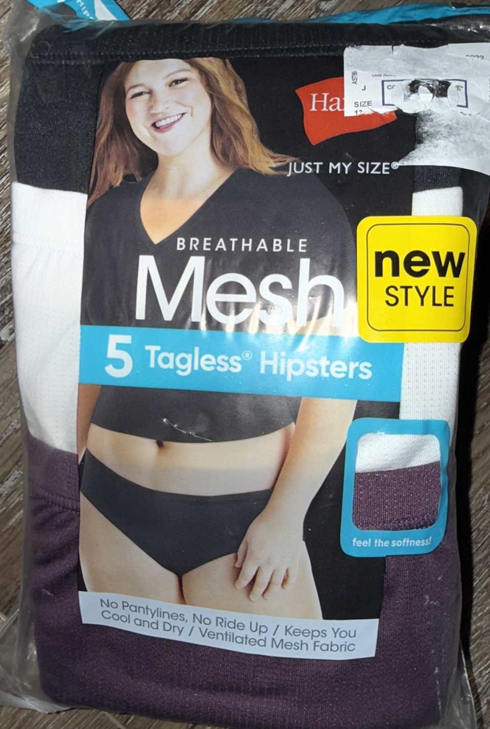 Hanes ~ Womens Hipster Underwear Panties 5-Pair Polyester Mesh ~ Size 13/5X