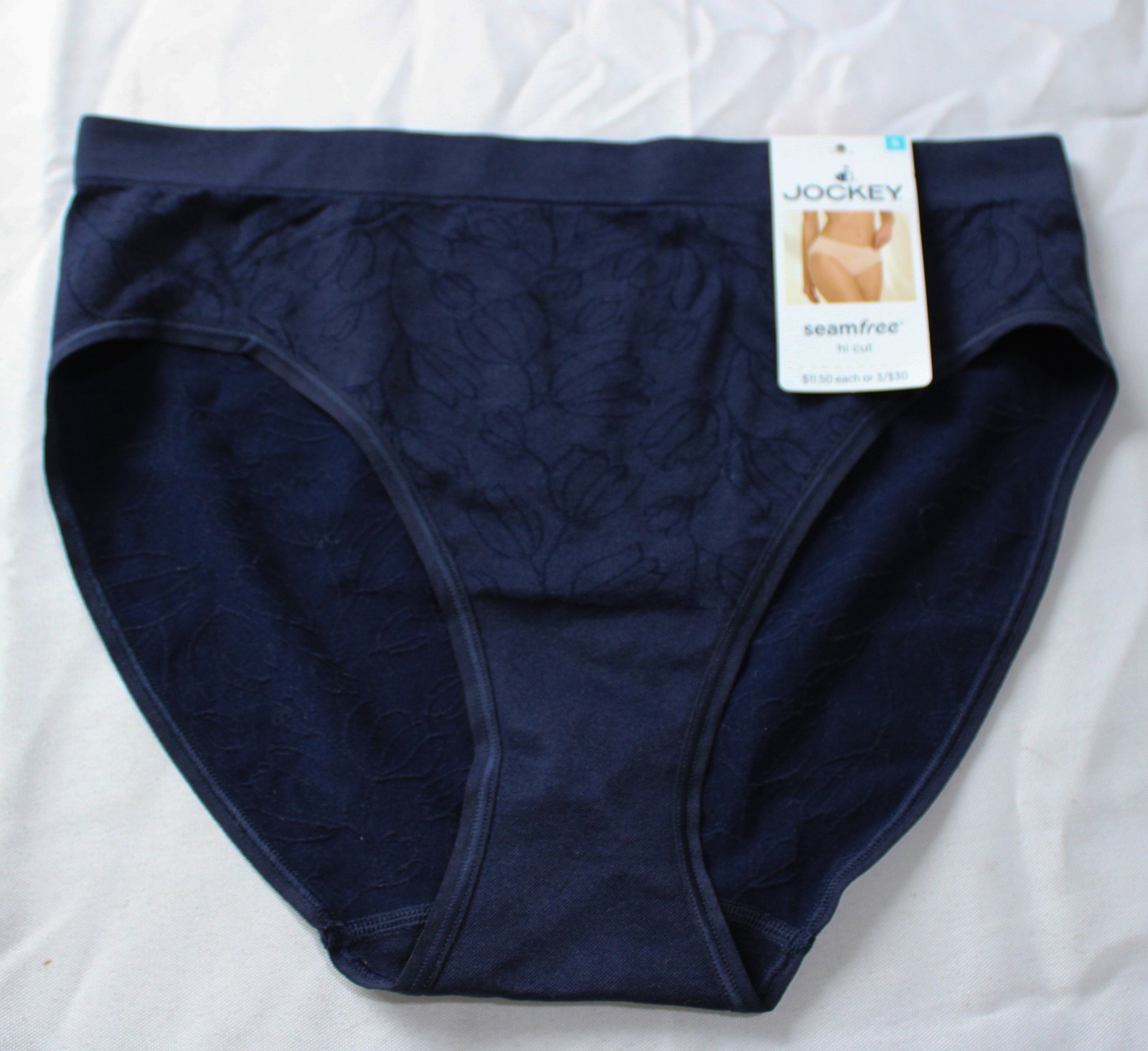 Jockey Women’s Breathable Light Seamfree Hi-Cut Panty DH3 Navy Blue Small NWT