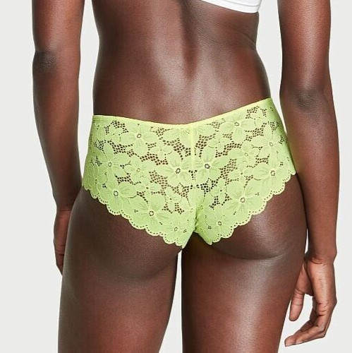 L NEON Lime Citron Glow ALL Daisy FLORAL LACE Victorias Secret CHEEKY Pantie