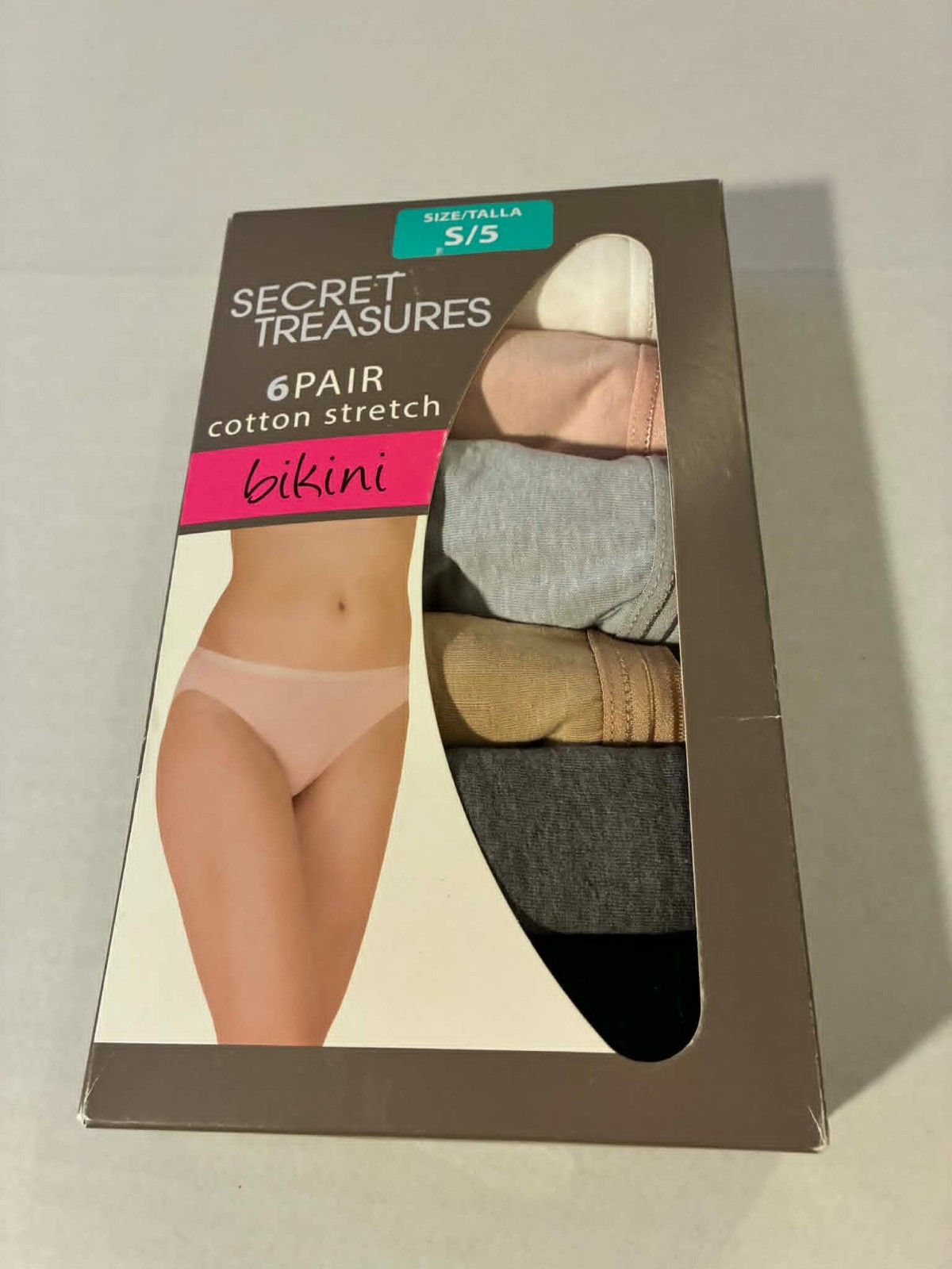 Secret Treasures Bikini Panties 6 Pair Small S/5 Cotton Stretch Multicolor Comfo