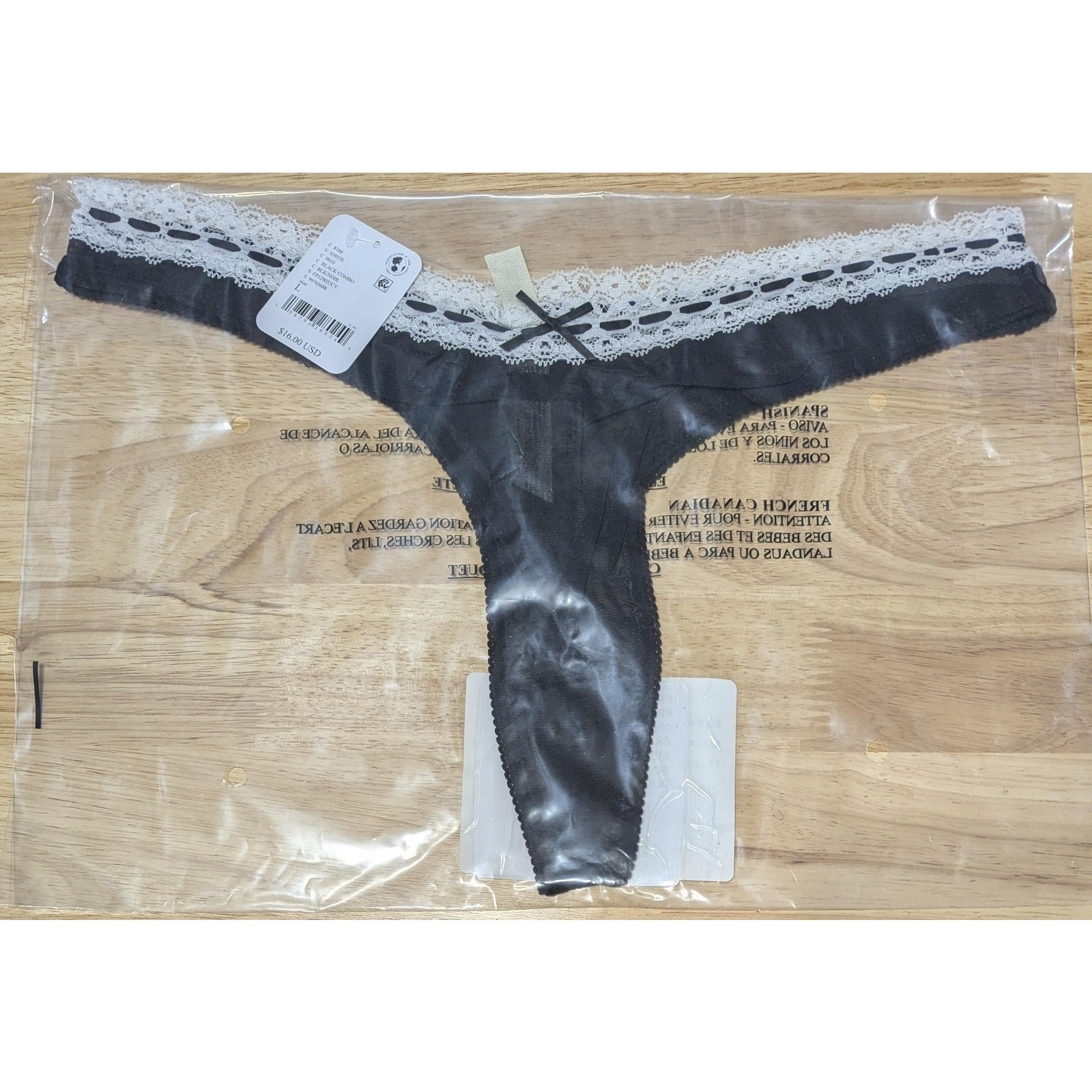 Free People So Sweet Thong Panties Womens Large Black Lace Mesh Intimately FP