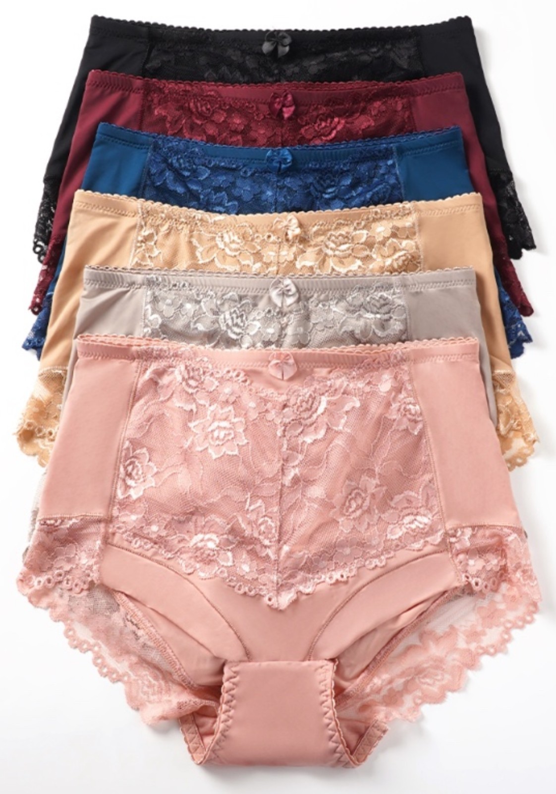 Pack of 3 High Waisted Briefs Tummy Control Girdles Lace Shaper Panties 76 S-2XL