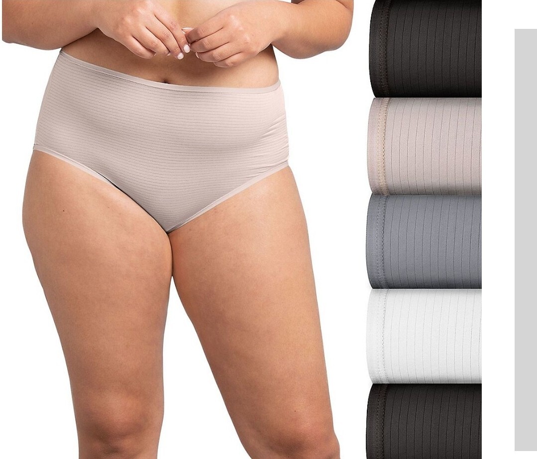 SZ 10 Fruit of the Loom BREATHABLE COOLING STRIPES 5 Pk in CASHMERE ASST+Gift