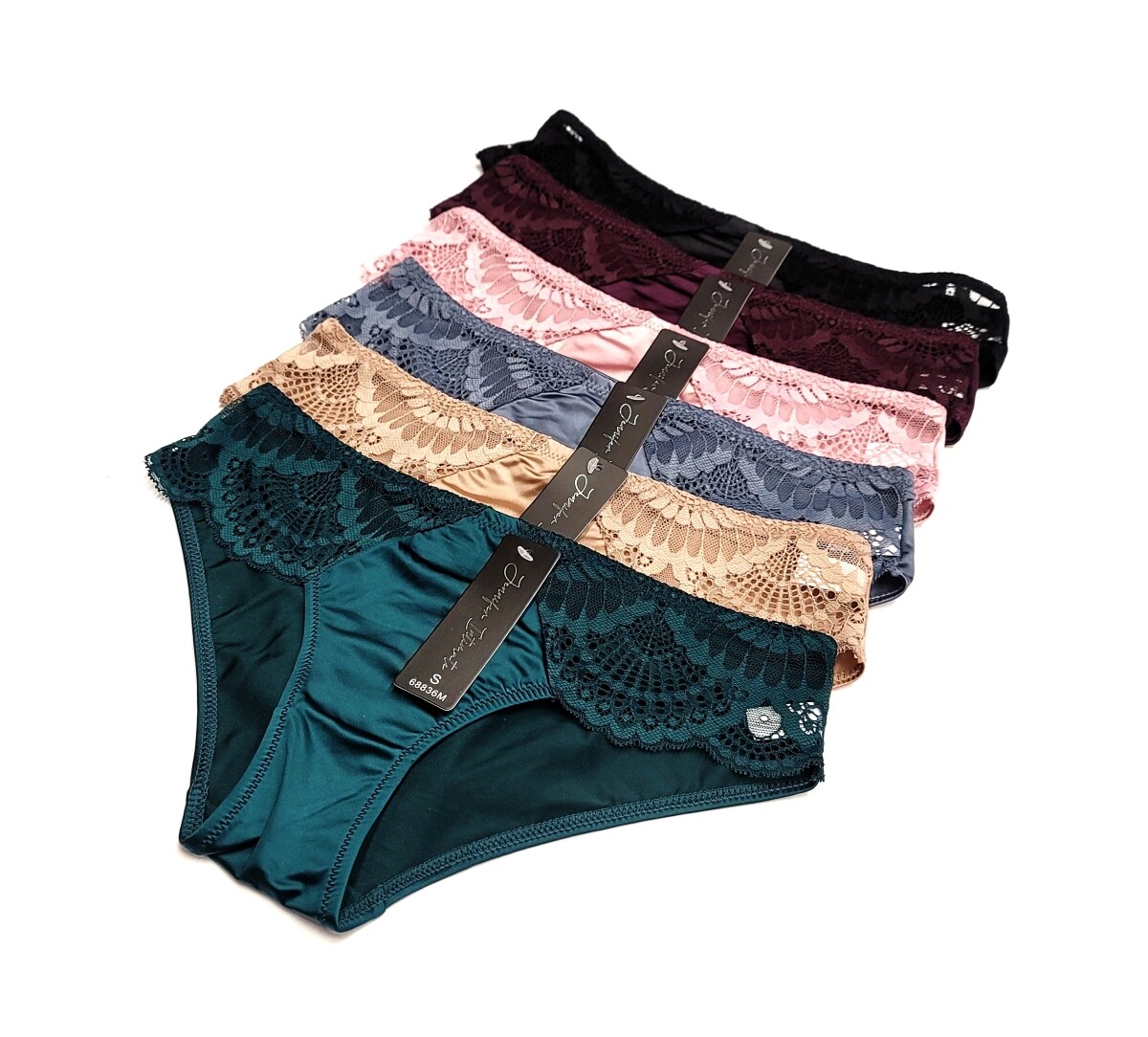 Jennifer Women Shiny Smooth Polyamide Satin Lace Sexy Cheeky Bikini Panties