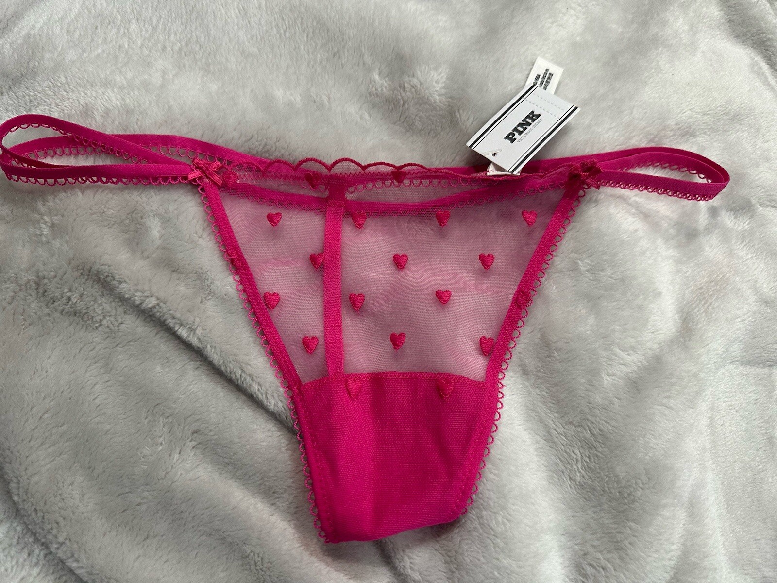Victoria Secret Wink Skimpy V-String Double Strap Heart Valentine S-M-L