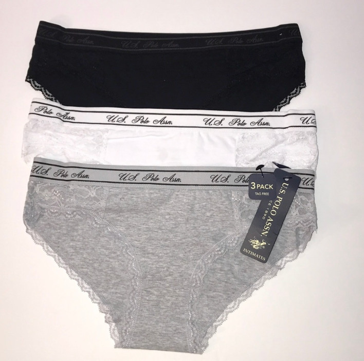 U.S POLO ASS BUNDLE 3 PIECES COTTON BRIEF CHEKINEE PANTIES WOMEN UNDERWEAR
