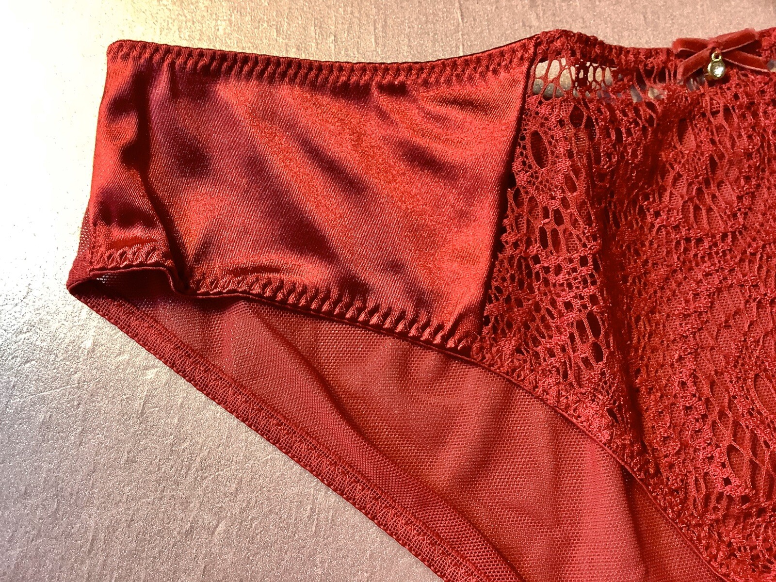 Women Panties,bikinis ILUSION SZ XL satin&Fishnet Floral Ornamentation&decoratio