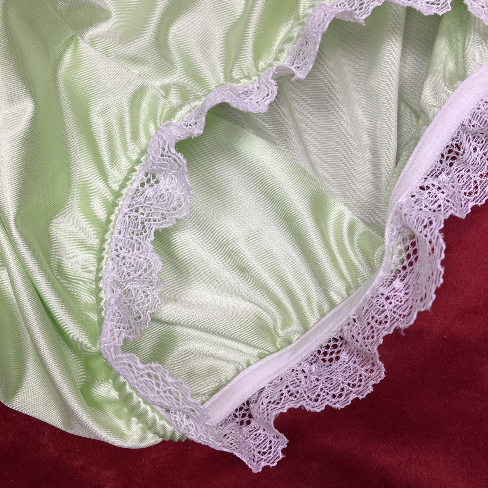 NIP L Can-Can Granny Panty Silky Nylon Satin Lace Bow Brief Sissy Vintage styl