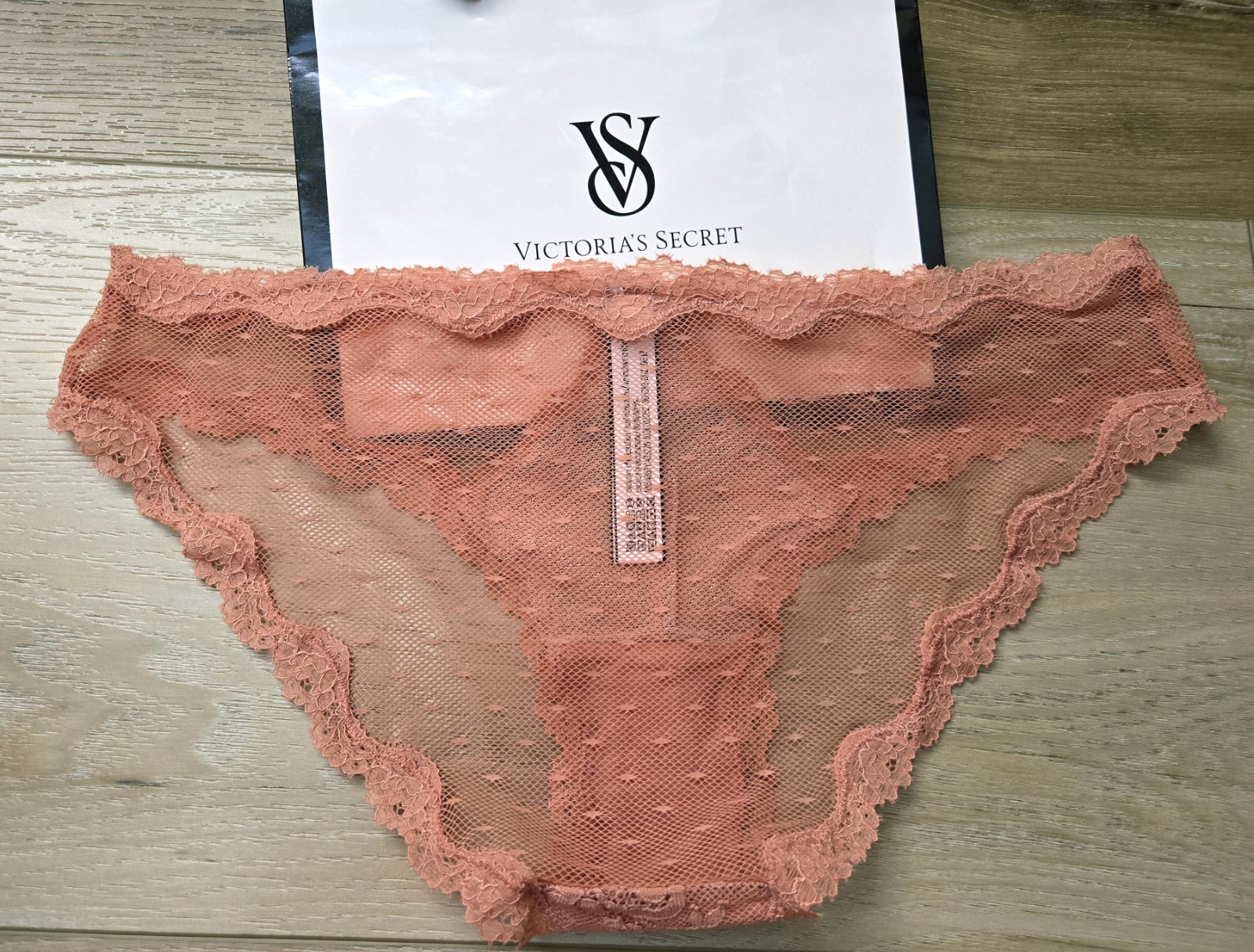 Victoria’s Secret Dream Angels Coppery Sheer Mesh Lace Cheekini Panties Bow S
