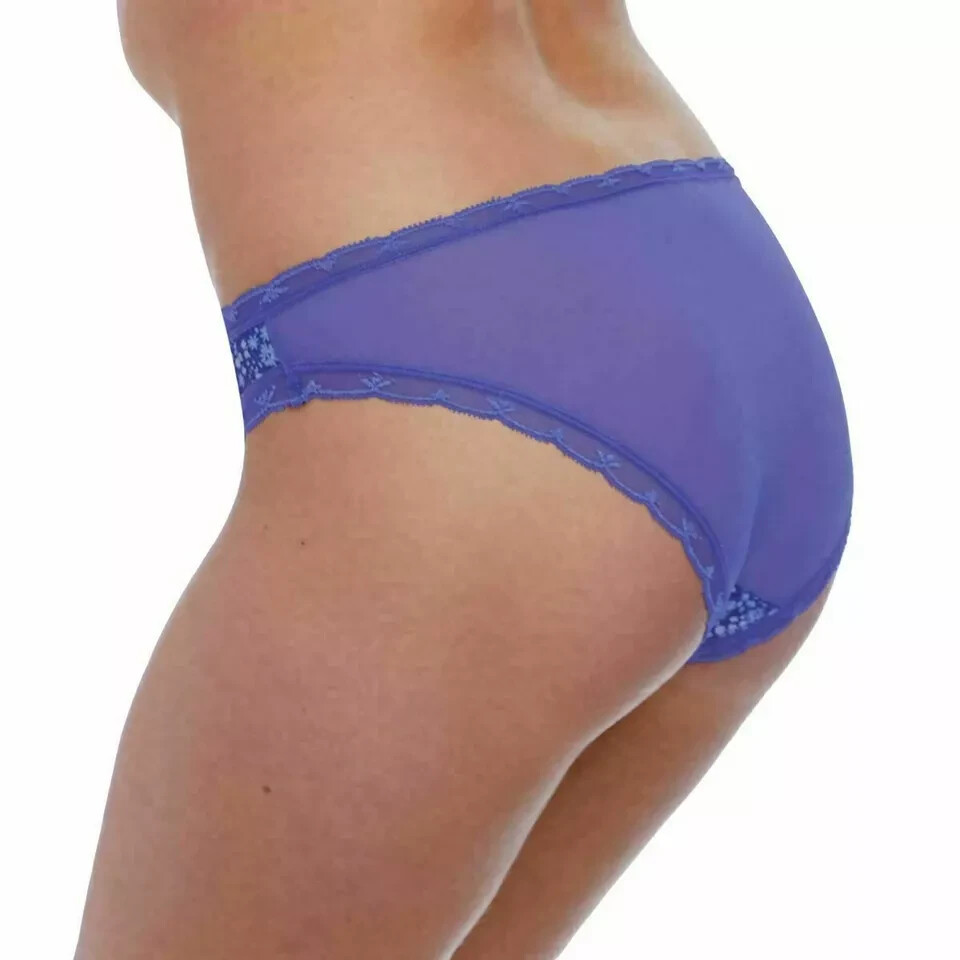 Freya Jasmine Meadow Brief XS 8 10 Denim Blue Floral Mesh Rear Knickers 3145 New