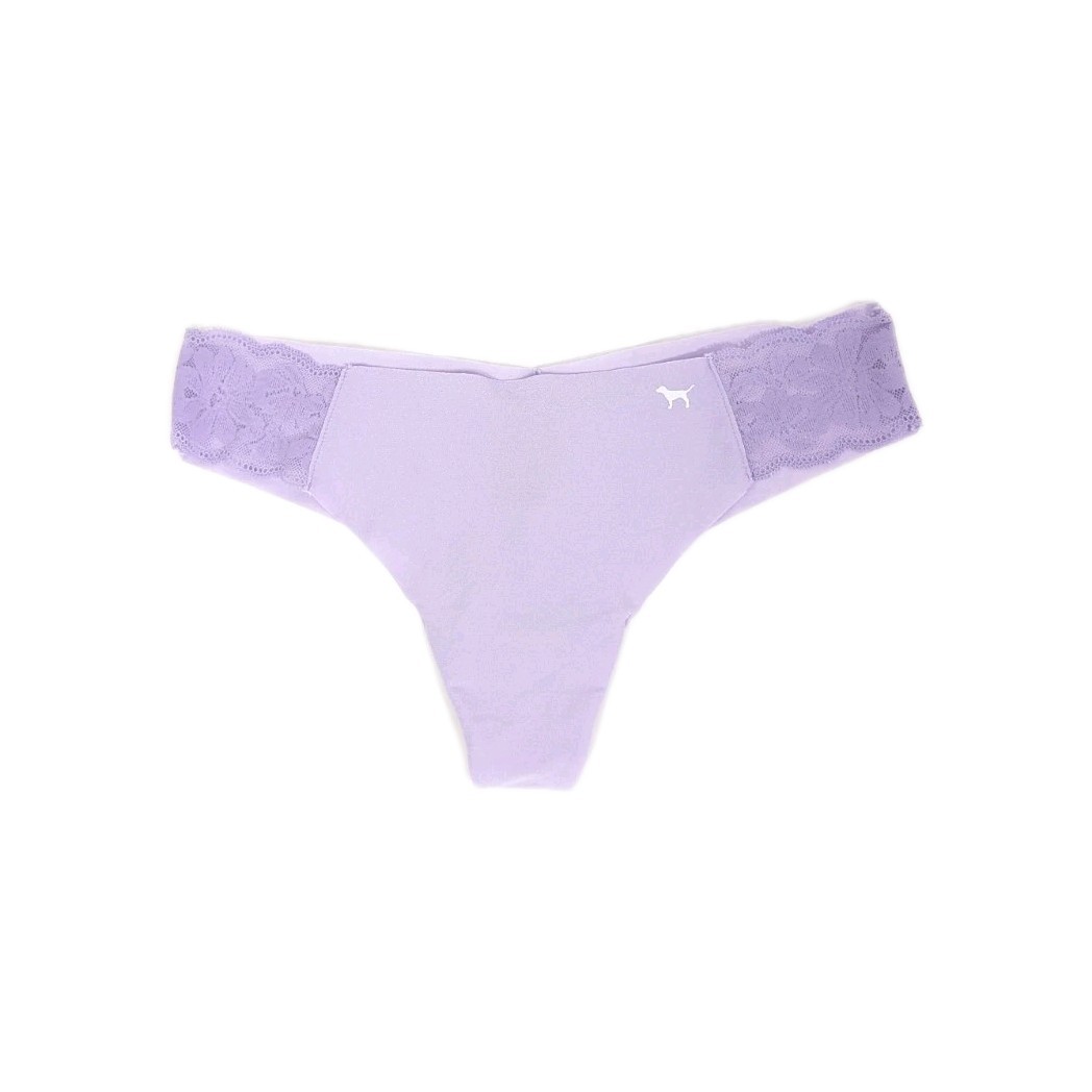 Victoria’s Secret Pink No Show Thong XL New Women Lace purple dog logo VS